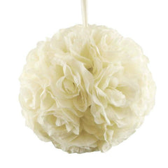 Silk Flower Kissing Ball Hanging Loop Centerpiece Decor, 10-inch