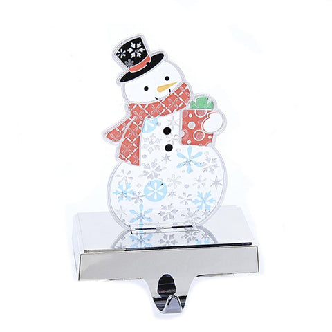 Flashing LED Plastic Snowman Stocking Holder, 7-1/2-Inch