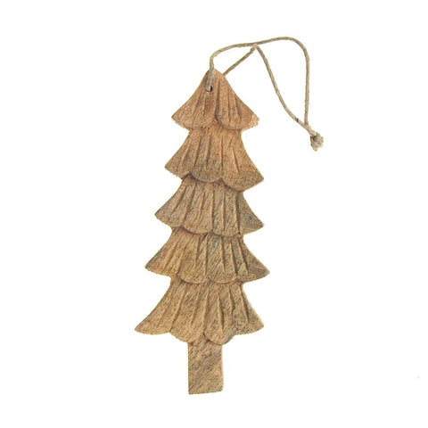 Hanging Wood Slim Tree Christmas Ornament, Natural, 5-3/4-Inch