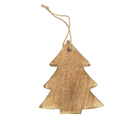 Hanging Wood Christmas Tree Ornament, Natural, 4.8-Inch