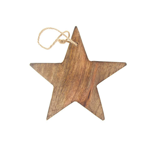 Hanging Wood Star Christmas Tree Ornament, Natural, 5-Inch